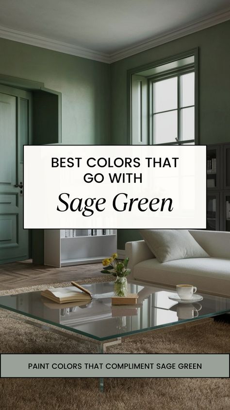 Here are a compliment of colors that work well with Sage Green. Depending on your goal, there are a variety of perfect colors to match with Sage Green in your living space. Paint Colors That Compliment Sage Green, Crown Paint Mellow Sage, Gray And Green Paint Schemes, Sage Green House Color Palette, Light Sage Living Room Color Scheme, Sage Green Interior Walls, Sage Green Wall Color Living Room, Sage Green Wall Living Room Ideas, Sage Green And Blue Interior