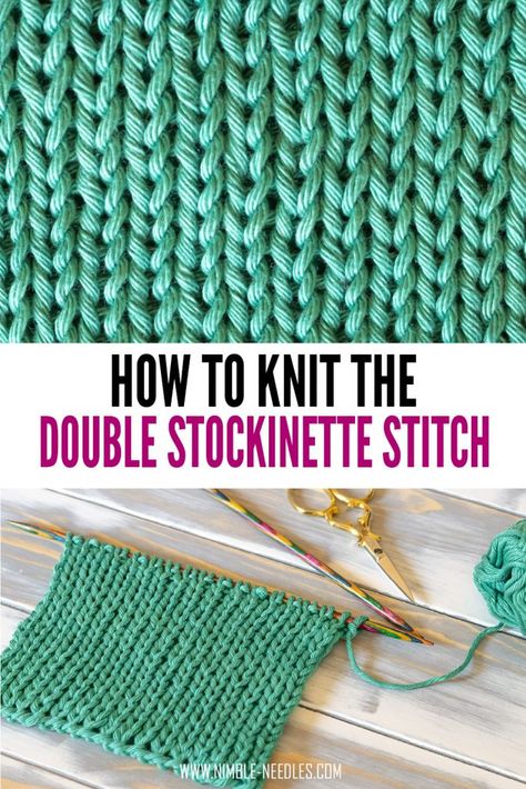 Double Knit Scarf Pattern, Easy Things To Knit For Beginners, Stockinette Stitch Scarf, Double Sided Knitting, Double Knitting Tutorial, Knitting Scarfs, Types Of Knitting Stitches, Knit Techniques, Double Knitting Patterns