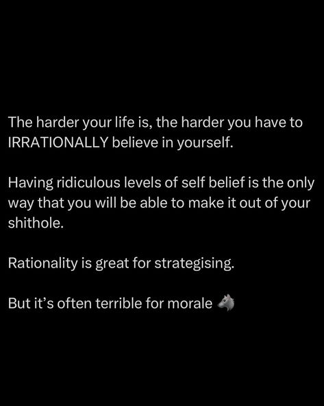 You need irrational self confidence. There’s no point in self sabotaging. You have to believe that you are the man who is able to pull things off in which no one believes in. Napoleon Hill - “Whatever the mind of man can conceive and believe, it can achieve.” I released the Tactician’s Handbook a week ago. It contains 99 Dark strategies to Outsmart and Overpower People Tap the website at the top of my page to learn how to become a master strategist ☝️ #selfbelief #napoleonhill #selfco... Outsmarting Quotes, May The Best Man Win, Avery Grambs, Self Sabotaging, The Best Man, Babe Quotes, Books For Self Improvement, Positive Inspiration, Really Good Quotes