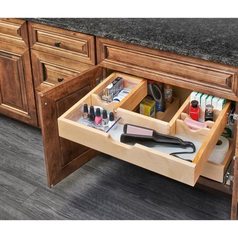 Rev-A-Shelf Rev-A-Shelf Wood Vanity Sink Cabinet Pull Out Organizer | Wayfair Pull Out Organizer, Shelf Vanity, 30 Vanity, Bathroom Cabinet Organization, Vanity Drawers, Rev A Shelf, Kitchen Drawer Organization, Wood Vanity, Sink Cabinet