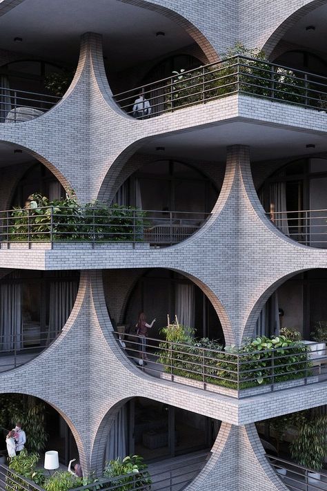 Brick Arches, Architecture Cool, Residential Tower, Brick Arch, Brick Masonry, Architecture Building Design, Apartment Architecture, Landscape Architecture Design, Architecture Design Concept