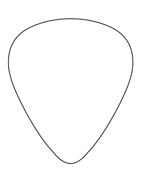 Guitar pick pattern. Use the printable outline for crafts, creating stencils, scrapbooking, and more. Free PDF template to download and print at http://patternuniverse.com/download/guitar-pick-pattern/ Guitar Stencil Free Printable, Printable Guitar Template, Guitar Pick Tattoo Ideas, How To Make Guitar Picks, Guitar Pick Crafts, Guitar Template Free Printable, Guitar Pick Drawing, Diy Guitar Pick, Guitar Picks Crafts