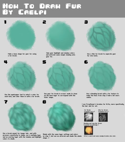 How to draw fur. I use krita with Fizzyflower's essentials brushes. How To Draw Fur Procreate, How To Draw Fur Clothes, How To Shade Fur Digital, How To Draw Fur On Clothes, Fur Rendering Tutorial, Fur Shading Tutorial, How To Draw Fur Coat, How To Shade Fur, How To Color Fur