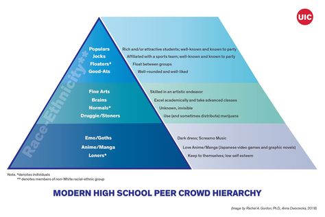 High School Cliques Now Fall Into 12 Categories, Study Shows High School Cliques, Social Hierarchy, Social Exclusion, Peer Group, American High School, Social Circle, College Application, Extra Curricular, College Degree