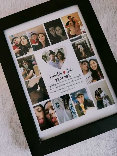 Birthday Frame Ideas For Best Friend, Photo Frame Ideas For Boyfriend Birthday, Photo Frame Gift Ideas Friends, Best Friend Photo Frame, Photo Frame Idea, Anniversary Picture Frame, Photo Collage Diy, Photo Gifts Diy, Anniversaire Diy