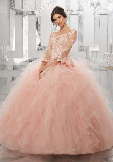 Browse Quinceañera Collection Quinceañera! What a special day in a young woman’s life! It is your moment, your passage, not… Turquoise Quinceanera Dresses, Mori Lee Quinceanera Dresses, Illusion Lace Dress, Quinceñera Dresses, Dress Quinceanera, Tulle Balls, Pretty Quinceanera Dresses, Quince Dress, Satin Tulle