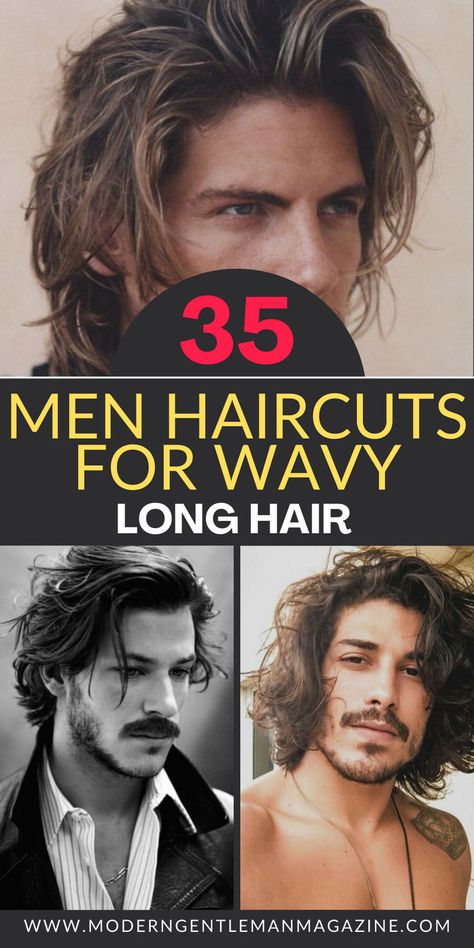 Looking for the best long wavy haircuts for men? Check out these 35 stylish looks perfect for men with wavy hair. From casual to classy, find the style that suits you! #WavyHair #MensHaircuts #LongHairMen Male Haircut Styles, Medium To Long Length Haircut Men, Longish Mens Hairstyles, Wavy Long Hairstyles For Men, Guys Wavy Haircut, Long Hair Styles For Guys, Guys Medium Length Hair Wavy, Men S Haircut Long Hair, Longer Hair Men Style