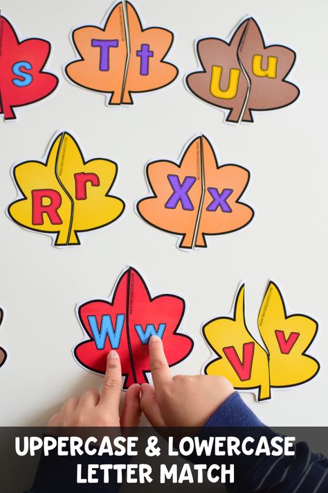 UPPERCASE LOWERCASE matching #preschool #kindergarten #literacy #kidsactivities #autumn #fall Lowercase Uppercase Matching, Alphabet Matching Games For Preschool, Fun Letter Games Preschool, Fall Ela Activities Preschool, Letter Games Kindergarten, Free Fall Patterns, Language Literacy Activities Preschool, Fall Letter Activities, Alphabet Centers Preschool