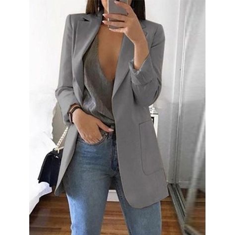 a424ed4bd3a7d6aea720b86d4a360f75desc40188425ri Womens Casual Suits, Slim Cardigan, Slim Blazer, Elegant Blazers, Ladies Blazer, Stylish Suit, Fitted Cardigan, Traje Casual, Womens Business Casual