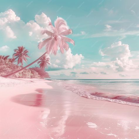 Premium Photo | Pink sand beach Pink Beaches, Beach Rainbow, Pink Sand Beach, Pink Wallpaper Backgrounds, Dream Aesthetic, Sea Colour, Unique Beach, Pink Beach, Beautiful Landscape Wallpaper