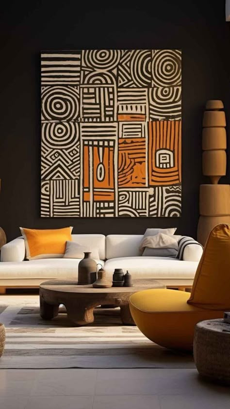 Modern African Decor, African Interior Design, African Inspired Decor, African Interior, African Home, African Home Decor, Soyut Sanat Tabloları, African Decor, Africa Art