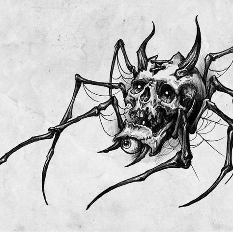 Wörter Tattoos, Spider Skull, Gothic Tattoos, Animal Tattoo Ideas, Bug Tattoo, Scary Tattoos, Skull Art Drawing, Spider Tattoo, Creepy Tattoos