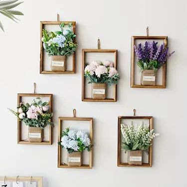 Temu Artificial Flowers Decor, Framed Plants, Plant Wall Decor, Wood Photo Frame, Cards Flowers, Hanging Flower Wall, Mural Floral, Floral Wall Decor, Deco Floral