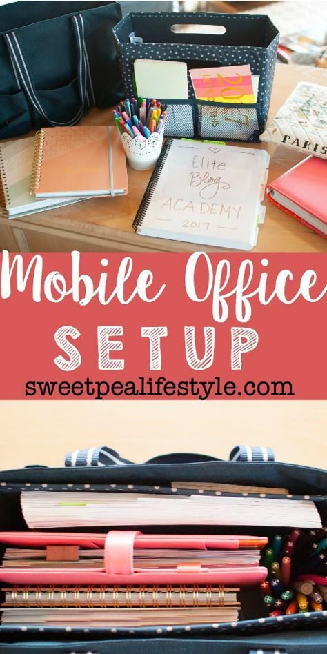 Mobile Office Setup - here are some great tips for setting up an office that goes where you go! These are the essential items, the must haves for any mobile office! Organizing Business, Office Organization Tips, Work Cubicle, Handbag Making, Office Organization At Work, Portable Office, Simple Mobile, Mobile Office, Social Workers