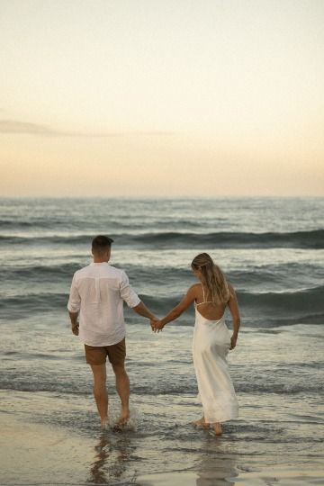 pinterest inspired engagement, pinterest core, beach engagement, photography, tiktok, beach, fairytale wedding, zara dress, satin, linen shirt, samantha laflash #engagement #beachphotoshoot #love #engagementshoot #ring #wedding Beach Engagement Photo Outfit Ideas, Champagne Dress Engagement Pictures, Couple Photos In The Ocean, Beachside Engagement Photos, Beach Engagement Pictures Outfits, Engagement Photo On Beach, Proposal Outfits For Her Beach, Beach Pictures With Husband, Beach Engagement Photos Outfit Men