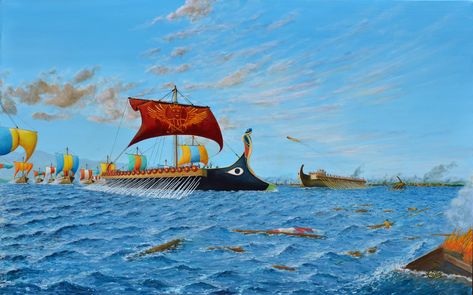 Battle of Actium Battle Of Salamis, Battle Of Actium, Naval History, Ancient Greece, Roman Empire, Pool Float, Rome, Soldier, Greece