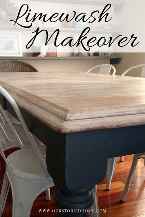 Limewash Table, Dining Table Makeover, Kitchen Table Makeover, Refinishing Furniture Diy, Small Kitchens, Table Makeover, Chic Kitchen, Shabby Chic Kitchen, Refurbished Furniture