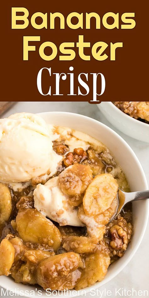 Bananas Foster Banana Pudding, Bananas Foster Pie, Banana Cobbler Crisp, Bananas Foster Pudding, Bananas Foster Cobbler, Bananas Foster Desserts, Banana Fosters Recipes, Banana Foster Dessert, Banana Foster Cobbler