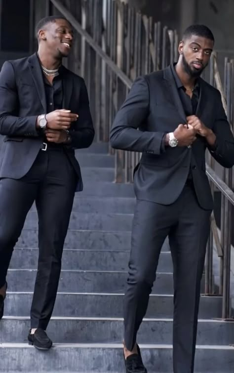 Urban Formal Mens Fashion, Modest Men Outfit, All Black Affair Outfits Men, All Black Wedding Outfit Men, All Black Outfit Quotes, Black Suit Men Prom, Black Men Wedding Attire, Mens Black Suit Outfit, Black Men Formal Outfit