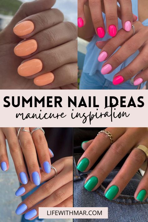 Popular Nail Colors 2020 Summer, Nail Combinations Color Combos, Vacation Nails Beach Mexico Simple, Sns Summer Nails Colors, Bright Gel Nail Colors, Bright Nails For Summer The Beach, Fun Summer Nail Colors, Pedicure Summer 2023, Nail Colors 2024 Spring