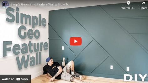 We teamed up with Rad Dad Builds to design this geometric accent wall in a bedroom. Watch the step-by-step video tutorial!If you’re looking for tips to help you create a beautiful accent wall in your bedroom, try our ideas. Creating a geometric accent wall can bring a fresh and modern look to your home. Here's a step-by-step guide on how you can do it: Prepare the Wall: Clear the wall you want to paint and make sure it's clean and dry. Lay down your drop cloth or newspapers to pr… Room Wallpaper Designs, Geometric Wall Paint, Wood Feature Wall, Nursery Accent Wall, Wood Wall Design, Feature Wall Bedroom, Feature Wall Living Room, Modern Tv Wall Units, Accent Wall Designs