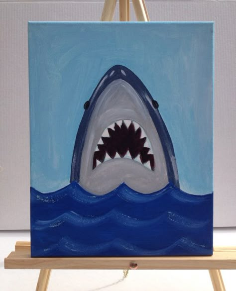 Kids Painting Ideas, Kids Canvas Painting, Shark Painting, Kids Nursery Art, Paint Night Ideas, Painting School, Kids Canvas Art, Paint Party Ideas, Kids Painting