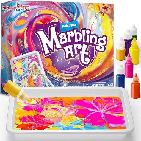 Klever Kits Marbling Paint Art Kit for Kids, Water Marble Paint Art, Arts and Crafts for Girls & Boys 6-12 Years Old, Paint Craft Kits, Birthday Gift Ideas Activities Toys : Amazon.co.uk: Toys & Games Pinwheel Craft, Paint For Kids, Marble Paint, Crafting For Kids, Art Kits For Kids, School Material, Water Marble, Art & Craft Kit, Pipettes