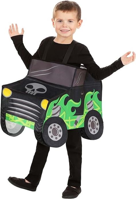 Amazon.com: Toddler Ride-In Monster Truck Costume | Toddler Costumes 4T : Clothing, Shoes & Jewelry Monster Truck Costume, Truck Costume, Original Halloween Costumes, Toddler Boy Halloween Costumes, Minecraft Costumes, Troll Costume, Sharkboy And Lavagirl, Kid Halloween, Batman Costumes