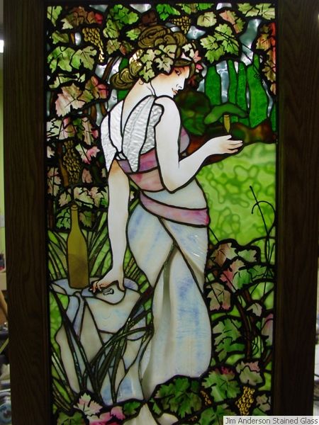 Jim Anderson Stained Glass Stained Glass People, Art Nouveau Stained Glass Patterns, Stained Glass Fashion, Stained Glass Woman, Woman With Hat, زجاج ملون, Glass Window Art, Stained Glass Pattern, Stained Glass Paint