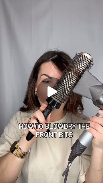 Kate Kuzminski        ALL THINGS HAIR… TUTORIALS… TOOLS… HACKS on Instagram: "How to BLOWDRY the front bangs bits layers!   #hairhack #hairvideo #hairtutorial #rootvolume #hairvolume #roundbrush #nanaimohairstylist #hairtutorialvideo #easyhairstyles #blowdryerhack #roundbrushblowout #blowouts #roundbrushblowdry #hairhacks #hairtipsandtricks #hairtutorial #hairvideo #hairtutorials #hairtutorialsvideos #hairsurvivalcourse" Blow Dry Tips For Long Hair, How I Blow Dry My Hair, Blow Out Shoulder Length Hairstyles, How To Blow Dry Face Framing Layers, How To Blowout Bangs, How To Blowdry Layers, How To Blow Dry Front Of Hair, How To Blowdry Bangs, How To Blow Dry Layered Hair