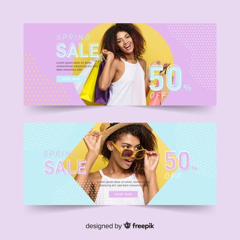 Spring Banner Design, Spring Sale Design, T Shirt Ads, Shopping Banner, Sale Banner Design, Spring Sale Banner, Custom T Shirts Design, Banner Design Layout, Banner Web