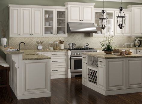 Antique white kitchen cabinets