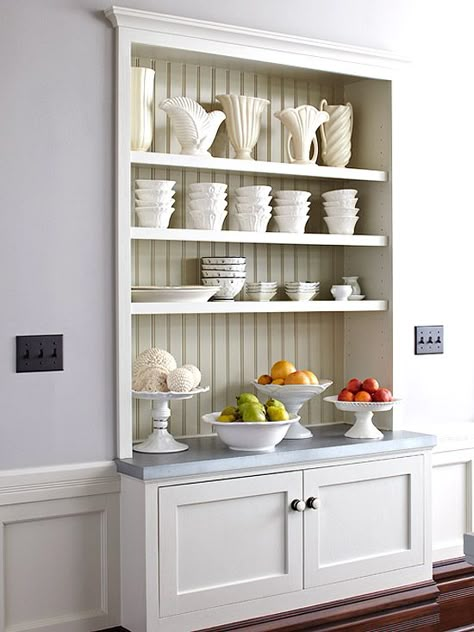 Add storage to a small kitchen, without consuming valuable floor space, by recessing a shelving unit into the wall space between studs. #smallkitchen #howtomakeasmallkitchenlookbigger #kitchenideas #bhg Between The Studs, Unfitted Kitchen, Recessed Shelves, Clever Kitchen Storage, Add Storage, Small Space Storage, Remodel Bedroom, Breakfast Nook, Floor Space