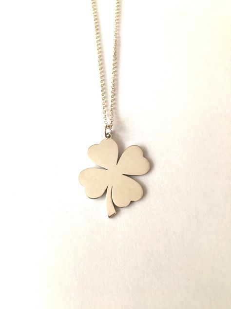 Sterling Silver Four Leaf Clover Necklace / Clover Gift / Good - Etsy Handmade Cufflinks, Bridesmaid Rings, Pearl Cufflinks, Long Silver Earrings, Clover Jewelry, Four Leaf Clover Necklace, Clover Pendant, Clover Necklace, Luck Charm