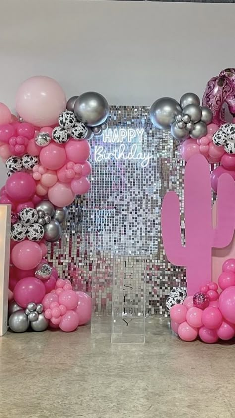 Pink Cowgirl Bday Party Ideas, Disco Cowgirl Birthday Party One, Cowboy Disco Party Decorations, Disco Cowgirl Aesthetic Birthday Party, Cowgirl Brunch Theme, Disco Cowgirl Outfit Birthday Party, Last Rodeo Birthday Party, Country Glam Birthday Party, Cowboy Disco Birthday Party