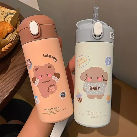 Kawaii Mugs, Kids Tumblers, Cute Ceramic Mug, Creative Mugs, Water Flask, Coffee Thermos, Disney Cute, Stainless Water Bottle, Stainless Steel Thermos