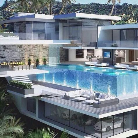 Subterranean garage under the pool Mega Mansions, Modern Mansion, Choose Wisely, Luxury Homes Dream Houses, House Goals, Dream Houses, Design Case, Amazing Architecture, Luxury House