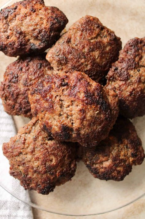 Beef Breakfast Sausage Patties Beef Breakfast Sausage, Breakfast Sausage Patties, Turkey Sausage Recipes, Midwest Kitchen, Ground Beef Breakfast, Homemade Seasoning, Sausage Patties, Beef Sausage, Sausage Patty