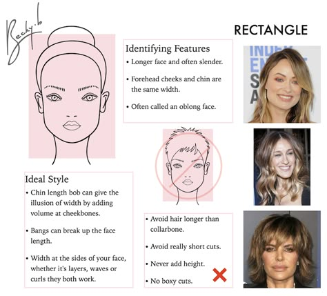 Rectangle Face Shape - The Best (& Worst) Hairstyles Haircuts For Rectangle Face, Hairstyles For Rectangular Faces, Worst Hairstyles, More Defined Jawline, Worst Haircuts, Wide Glasses, Rectangle Face Shape, Curly Hair Care Tips, Oblong Face Hairstyles