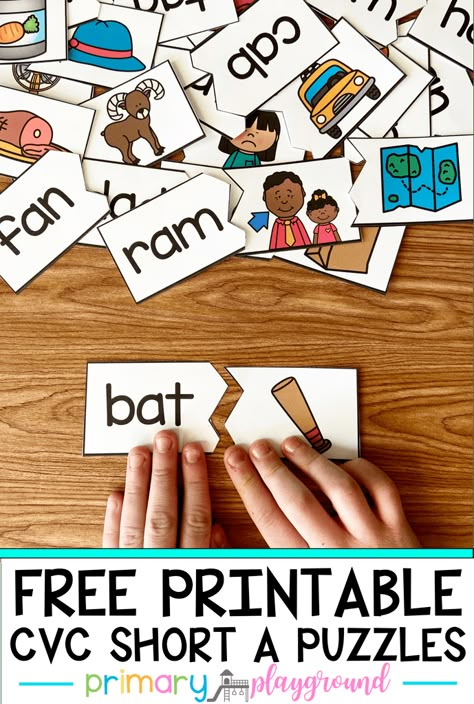 Cvc Word Bingo Free Printable, Cvc Word Activities Free Printable Short A, Short I Activities Kindergarten, Cvc Puzzles Kindergarten, Cvc Books Free Printable, Literacy Rotations Kindergarten, Short A Games, Cvc Word Puzzles Free, Cvc Puzzles Free