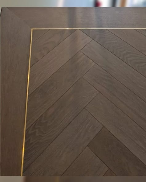 Herringbone Border Floor, Dark Oak Herringbone Floor, Dark Herringbone Floor Kitchen, Hallway Floor Tiles Entrance, Herringbone Dark Wood Floor, Dark Wood Herringbone Floor, Walnut Herringbone Floor, Herringbone Floor With Border, Dark Herringbone Wood Floor