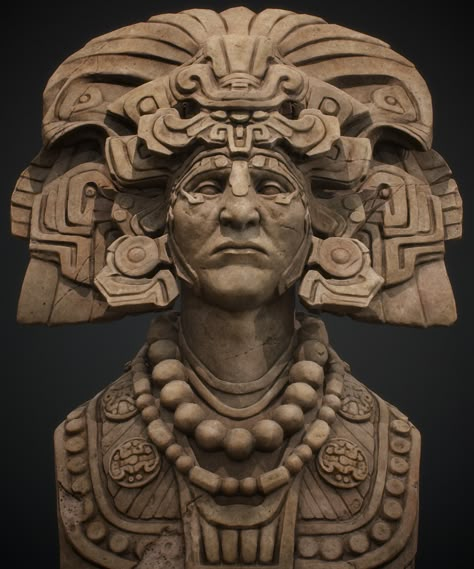 ArtStation - Mayan Statue Mayan Statue, Aztec Statues, Aztec Drawing, Aztec Artwork, Mayan Tattoos, Aztec Tattoo Designs, Futurisme Retro, Maya Art, Mexican Culture Art