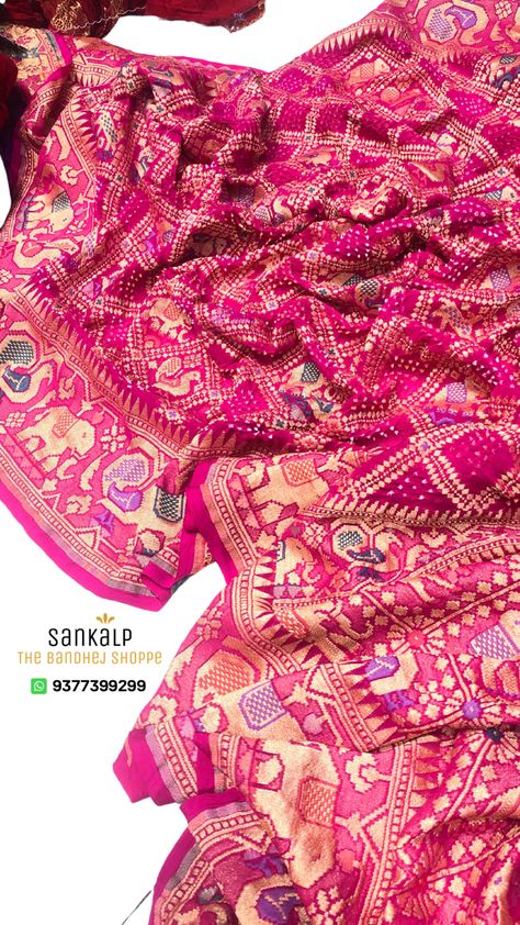 Jamnagar Bandhani Saree, Rai Bandhej Sarees, Bandhej Lehenga, Wedding Lengha, Bandhani Dress Materials, Bandhej Saree, Bandhani Sarees, Saree Ideas, Bandhani Dress