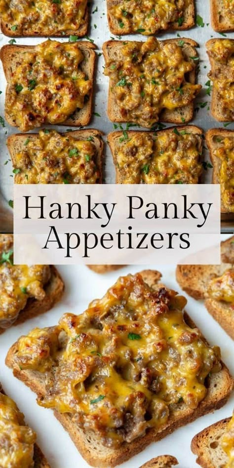 Hanky Panky Appetizers Good To Bring To Party, Retro Appetizers Vintage Recipes, 60s Appetizers, Appetizer Bites Easy, Restaurant Appetizers Ideas, Heavy Apps For Party, Appetizers With Meat, Hearty Appetizers For Party, Retro Appetizers