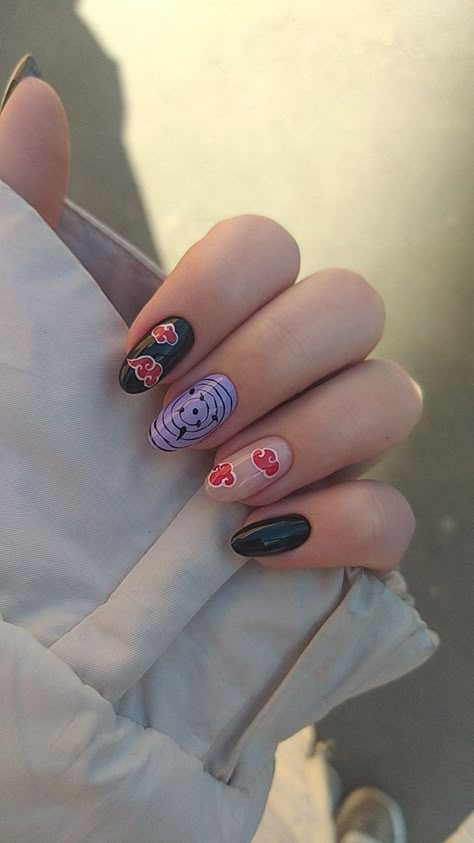 Anime Short Nails, Sasuke Nails, Naruto Nails Designs, Naruto Nail Art, Funky Nail Art Ideas, Nail Men, Nails For Men, Naruto Nails, Watermelon Nail