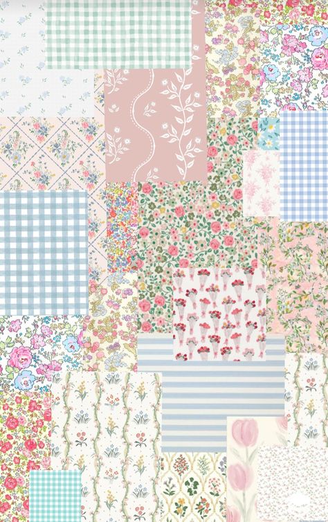 Patchwork Iphone Wallpaper, Quinceanera Wallpaper, Mood Board Phone Wallpaper, Cute Floral Pattern, Loveshackfancy Aesthetic Wallpaper, Spring Aesthetic Bedroom, Phone Backgrounds Pastel, Aesthetic Wallpaper Journal, Cottagecore Aesthetic Background