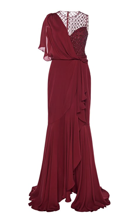 Red Drape Dress, Gowns Western, Western Gowns, Drape Gown, Cocktail Dresses With Sleeves, Blue Ball Gowns, Drape Gowns, Draping Fashion, Cowl Dress