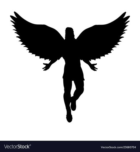 Flying Man Drawing, Flying Man Illustration, Angel Vector Illustration, Angel Flying Drawing, Flying Angel Drawing, Drawing Of Angel, Archangel Michael Tattoo, Heaven Tattoo, Icarus Tattoo