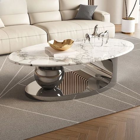 Modern Light Luxury Coffee Table Italian Designer Black Oval Coffee Table High End Mesas De Centro Para Sala Home Furniture - AliExpress Tipoi Table Design, Center Table With Marble Top, Marble Centre Table Living Room, Luxurious Center Table, Luxery Coffee Table, Lixury Coffee Table, Nordic Coffee Table, Unique Coffee Table Design, Bedroom Frames