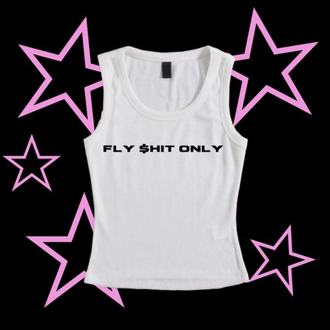 I Suggest Sizing Up For A Looser Fit So The Design Isn’t Warped By Stretch As They Are Ribbed Tanks! Handmade Brand Used Is For Exposure! #Hellokitty #Y2k #Parishilton #Misslucky #Streetwear Shirts With Bows, Y2k Streetwear Top With Text Print, Y2k Fitted Tops With Graphic Design, Y2k Amazon Finds, Fitted Y2k Tank Top For Streetwear, Clothing Brand Names, Summer Fits Baddie, Y2k Merch, Cute Tshirt Sayings